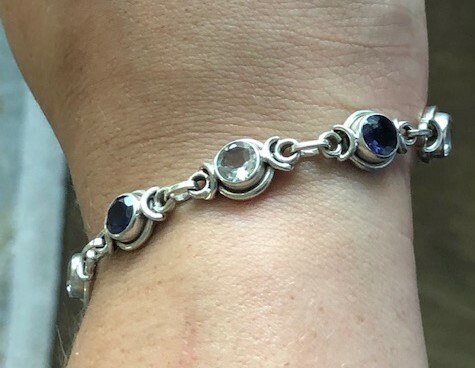 Iolite and White Topaz Sterling Bracelet