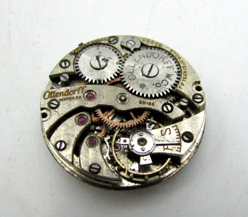 OLENDORF WATCH PARTS 24.7mm 17j MOVEMENT w/ GOOD BAL + 2nd MOVEMENT + DIAL W38