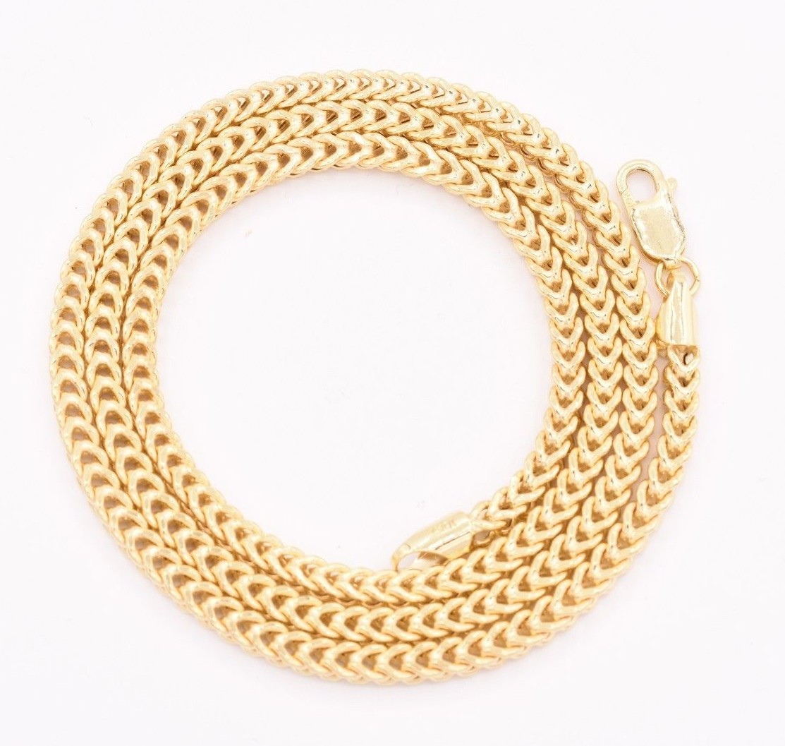 3.5mm Italian Square Franco Link Chain Pendant Necklace Real 10K Yellow Gold