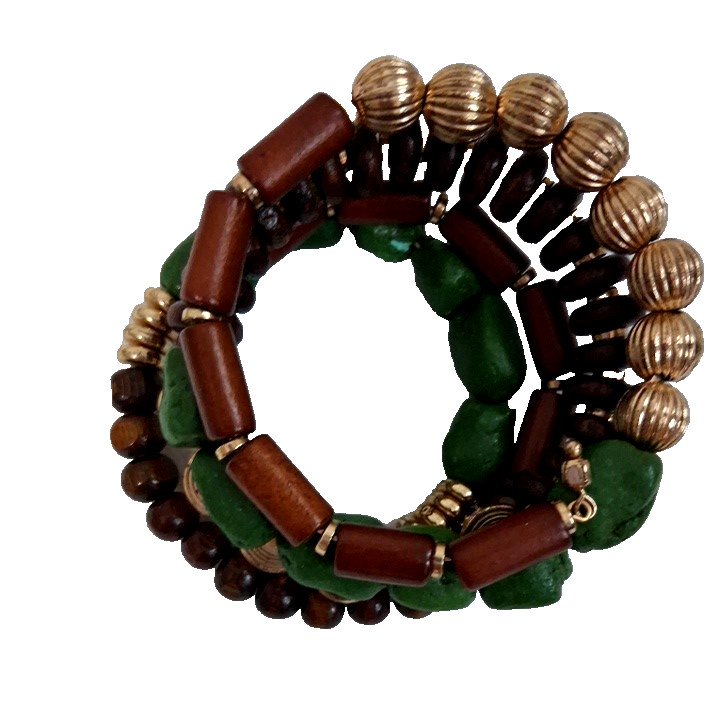 Memory Wire Wrap Multicolored Women’s Boho Beaded Bracelet (stretch to fit)