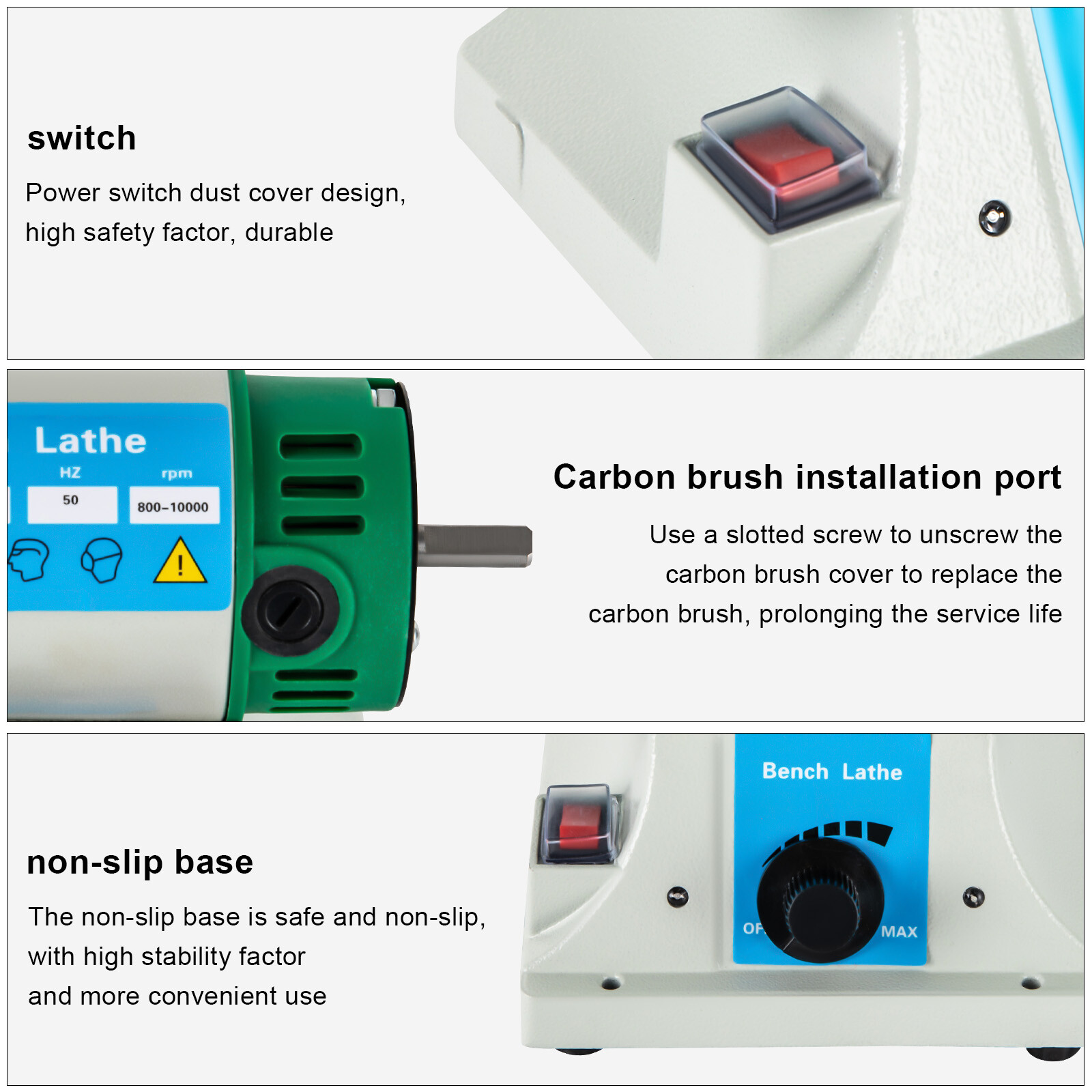 Variable Speed Bench Grinder Jewelry Polisher Polishing Machine Craft Buffing