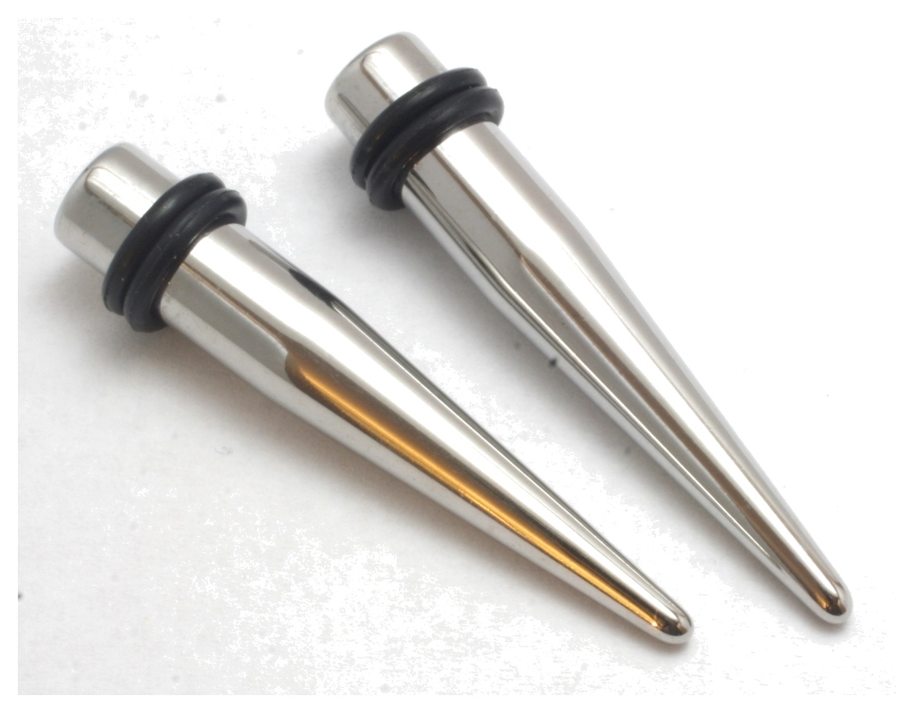 Stainless Steel Tapers Tunnels Black Plugs Ear Stretching Kit Gauges 00g-14g