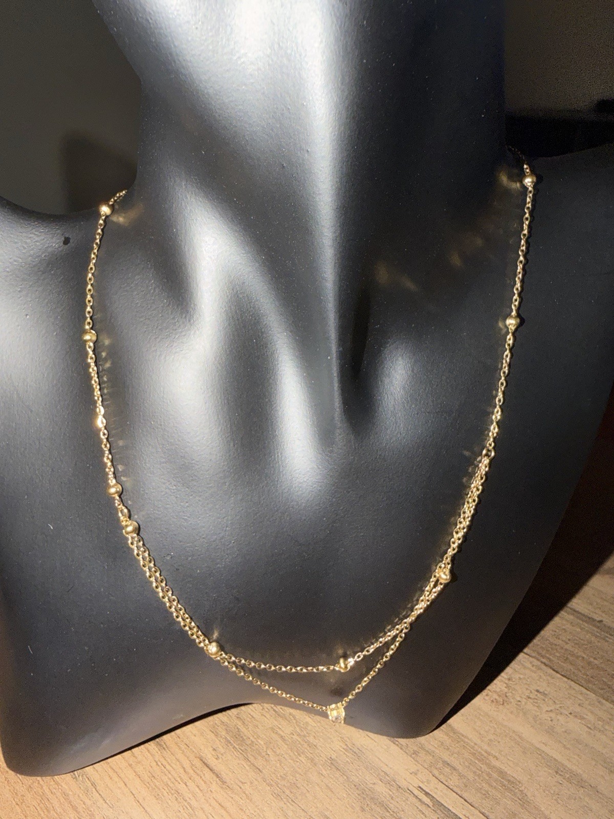 Stainless Steel Layered Beaded Necklace With Solitaire Pendant For Women