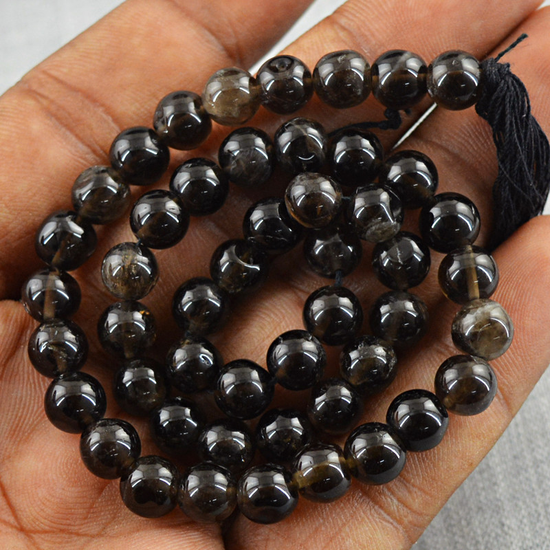 100.00 Cts / 12 Inches Earth Mined Untreated Smoky Quartz Drilled Beads Strand