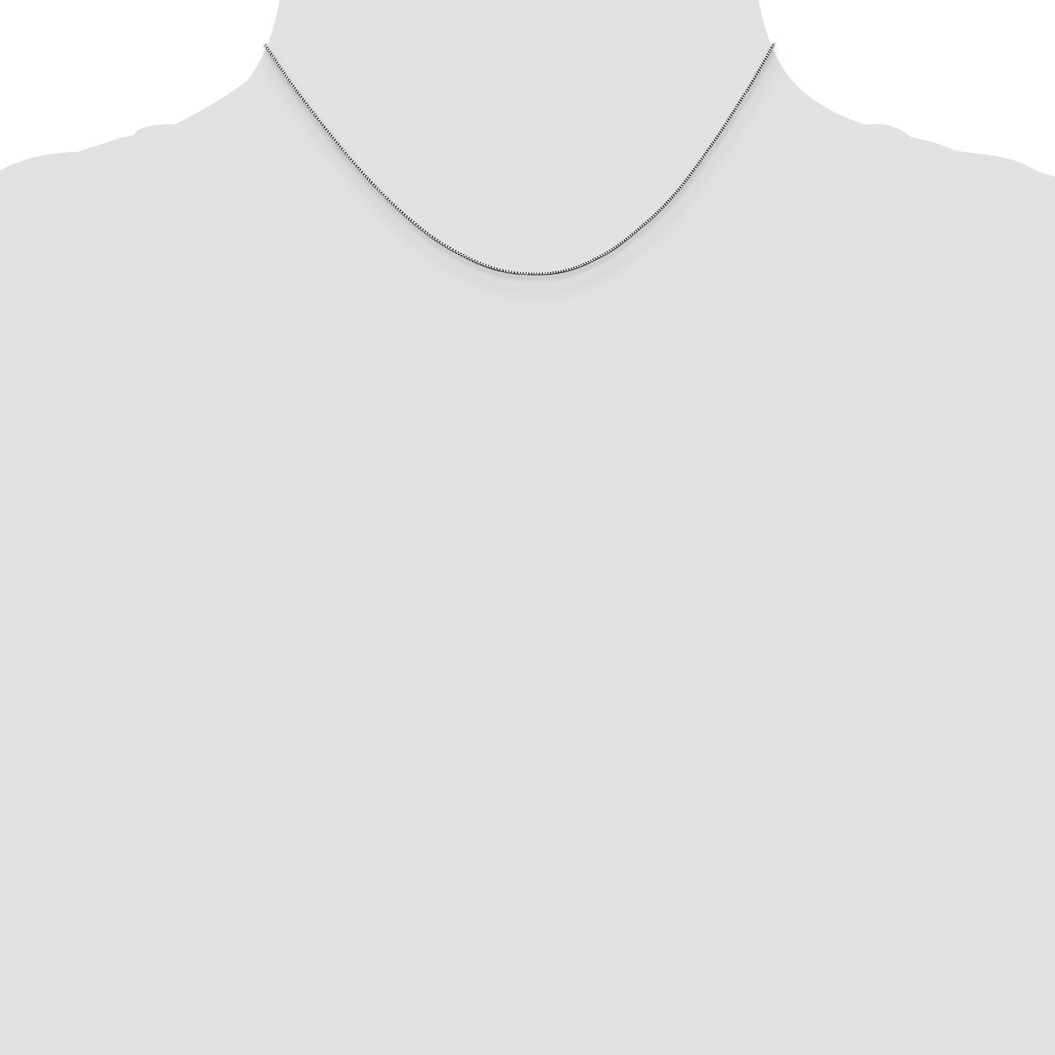 14k White Gold 0.50mm Solid Plain Box Link Chain w/ Spring Ring Clasp 14″ – 30″