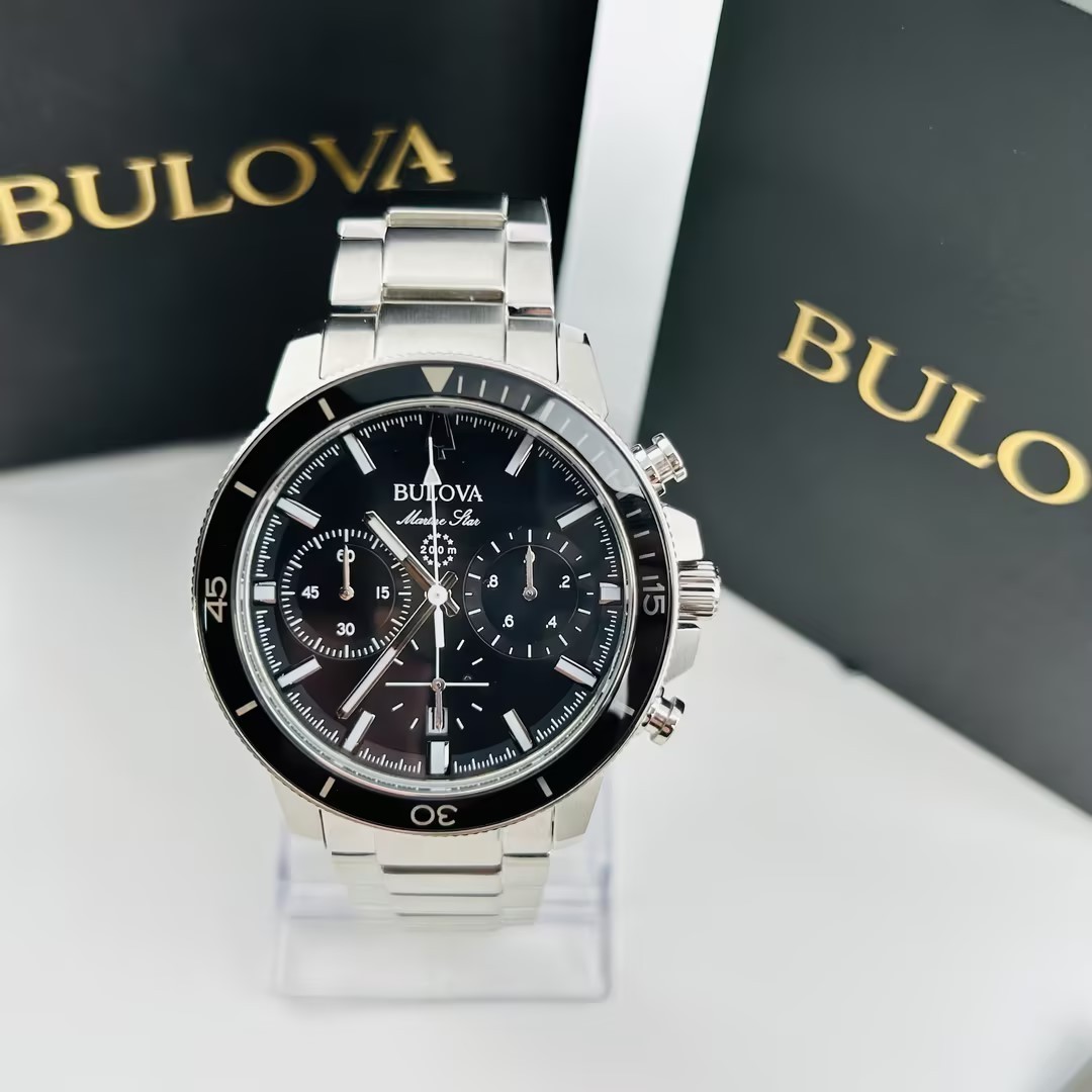 Bulova Marine Star Series C 96B272 Black Dial Chronograph Men’s Quartz Watch New