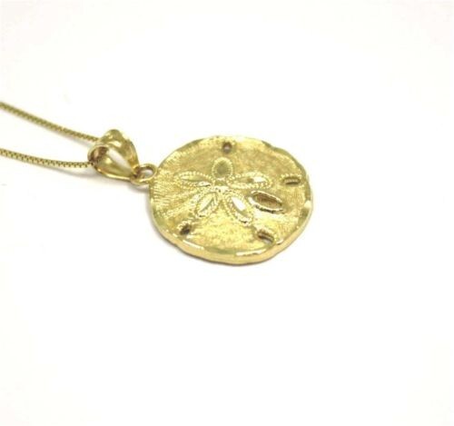 11.50MM 14K YELLOW GOLD HAWAIIAN SAND DOLLAR CHARM PENDANT DIAMOND CUT