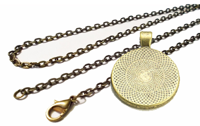 Vintage Anchor Flowers Art Nouveau Pendant Necklace Handcrafted Photo Jewelry