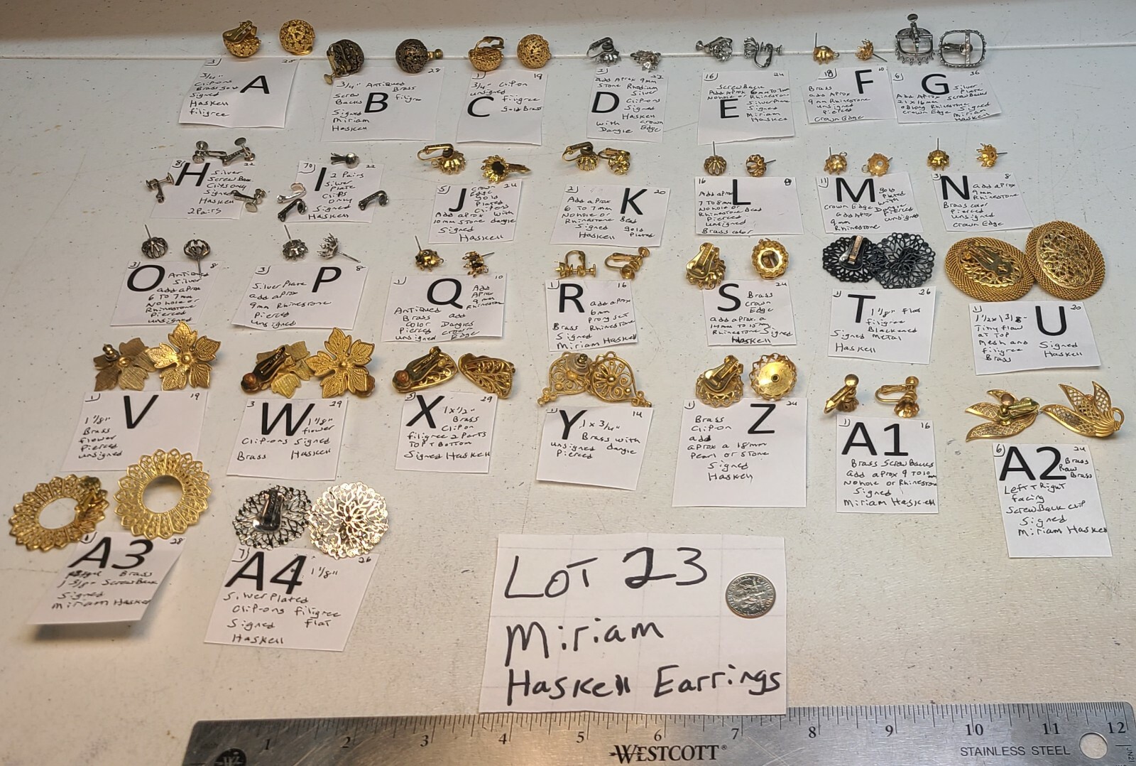 Vtg LOT #23 Miriam Haskell Earrings clip on screwback pierced Many signed Design