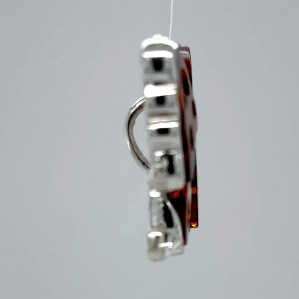 Cognac / Brown BALTIC AMBER Butterfly Pendant – 925 STERLING SILVER Poland 3183e