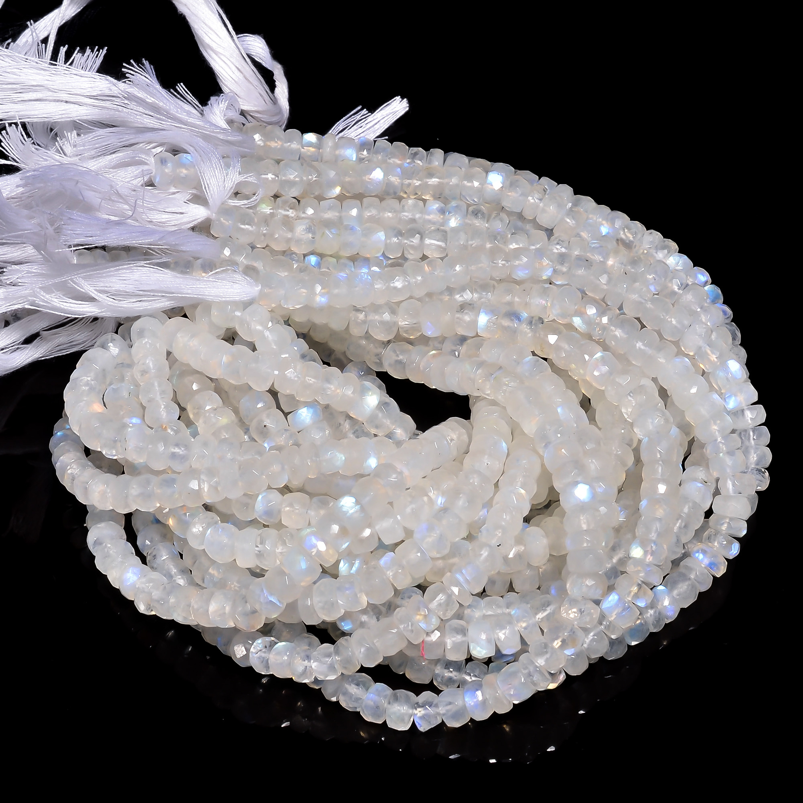 Rainbow Moonstone Gemstone Rondelle Faceted Beads 7X7 10X10mm Strand 9″ EB-423