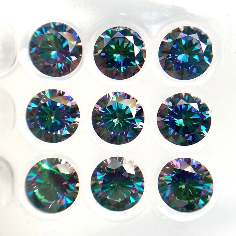2-20CT AB Blue Raibow Blue Green Purple Moissanite Loose Stone Gemstone with GRA