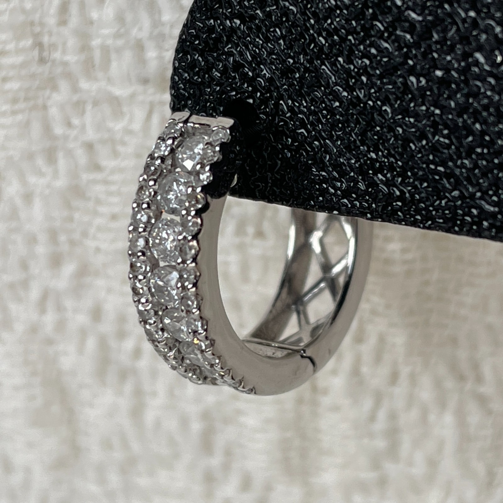 1.0 CTTW Natural Diamonds, 10K White Gold Huggie Hoop Earrings, 4.2 grams – NEW!