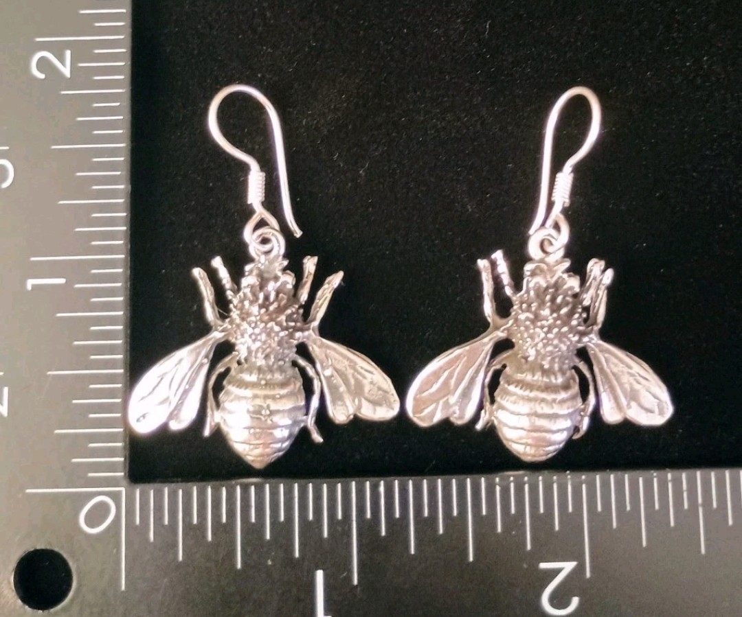 Taxco Bumblebee Honey Bee Insect Dangle Earrings 9.5+g 925 Sterling Silver