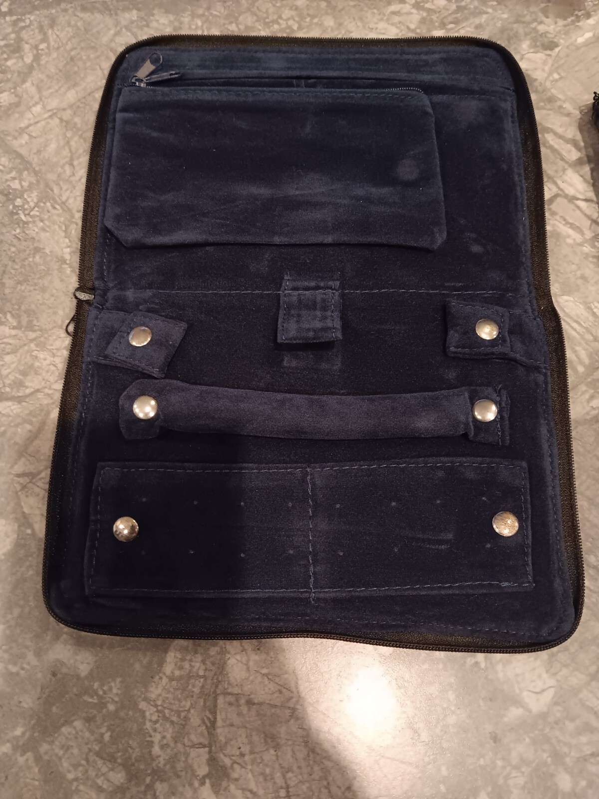 Black Leather (Polyester) Folding Zippered Jewelry Clutch Case- Lot Of 5- NEW