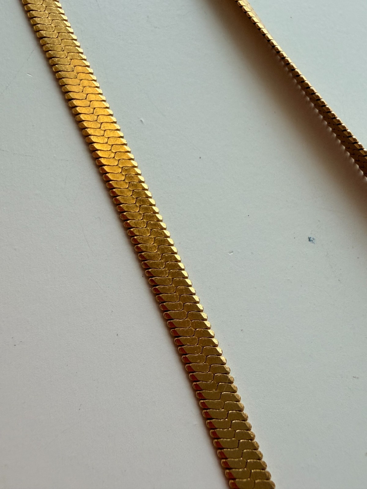 Classic Gold Tone Flat Herringbone Snake Chain Necklace