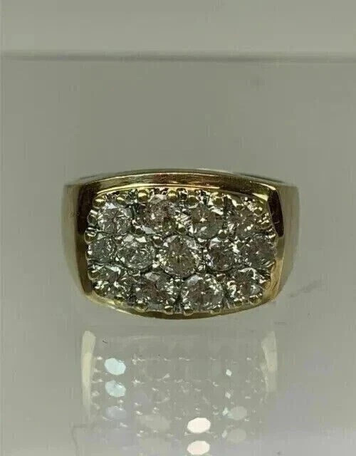 2Ct Round Lab Created Diamond Men’s Cluster Pinky Ring 14K Yellow Gold Plated
