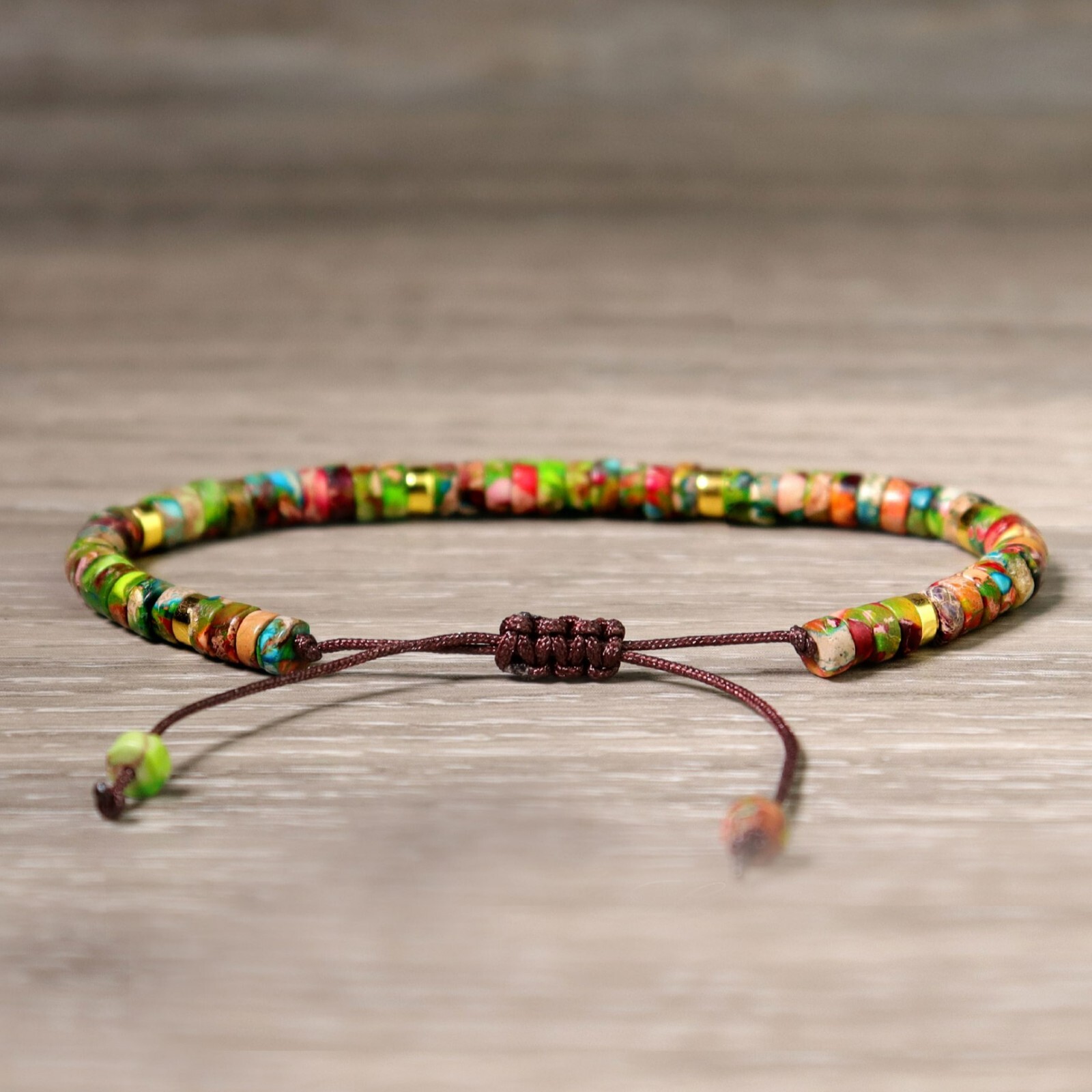 Natural Floral Jasper Tube Beads Healing Dainty Lucky Handmade Dainty Bracelet
