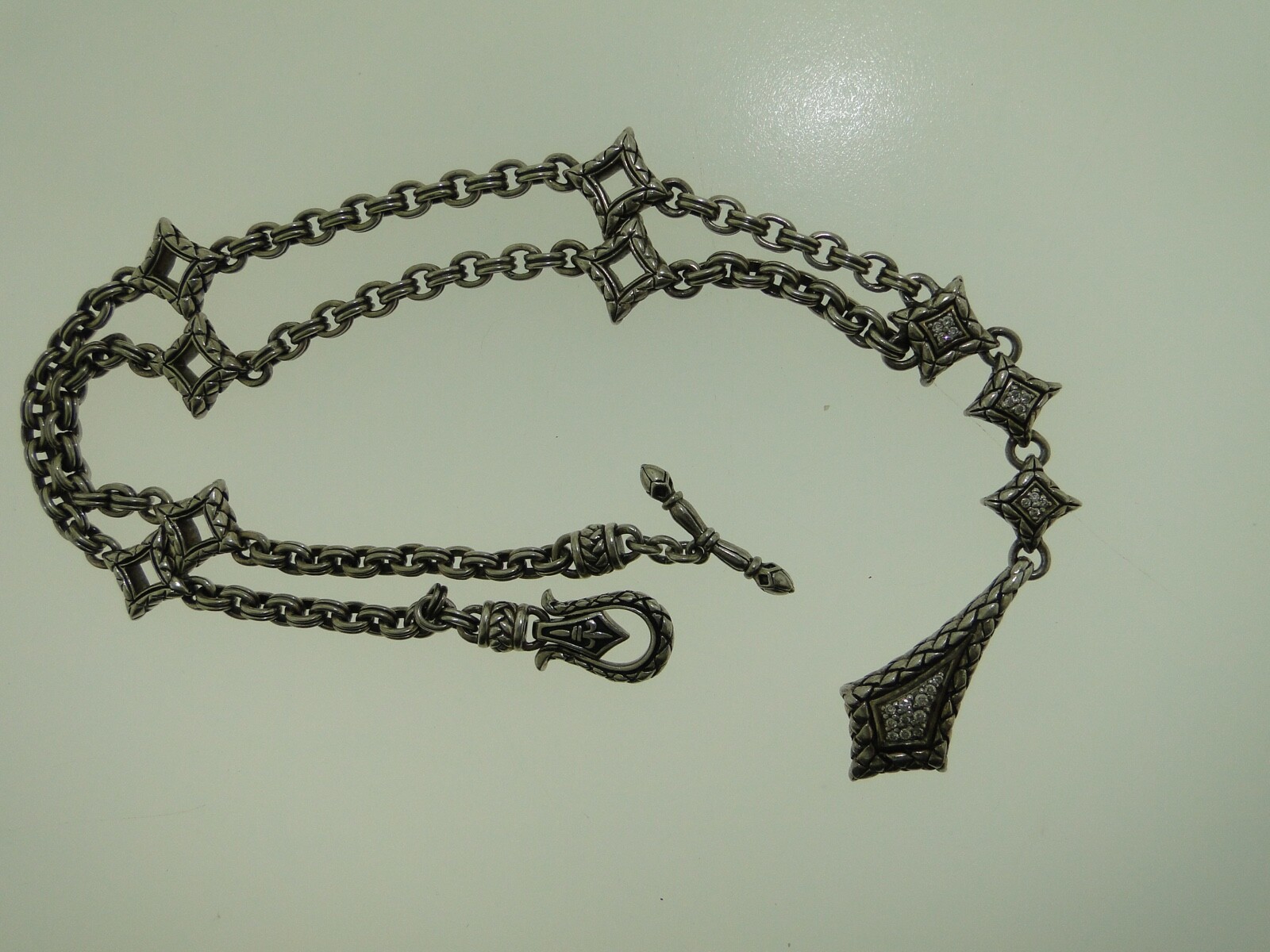 BEAUTIFUL SCOTT KAY STERLING SILVER ORNATE 16-INCH NECKLACE