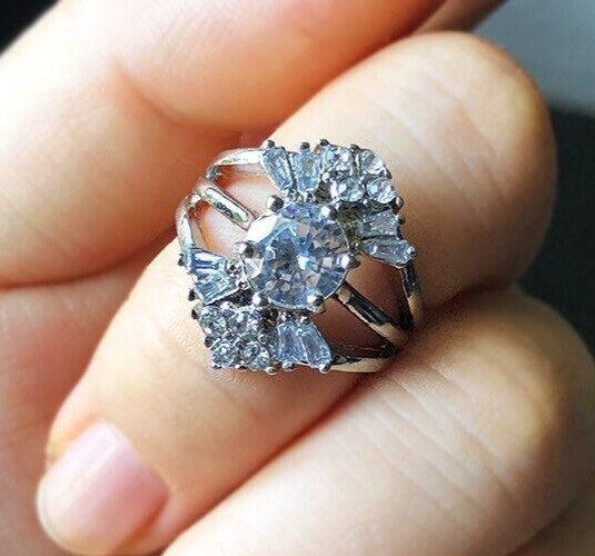 2 Ct Simulated Diamond Ring 925 Silver Plated Delicate Ring For Valentine Gifts
