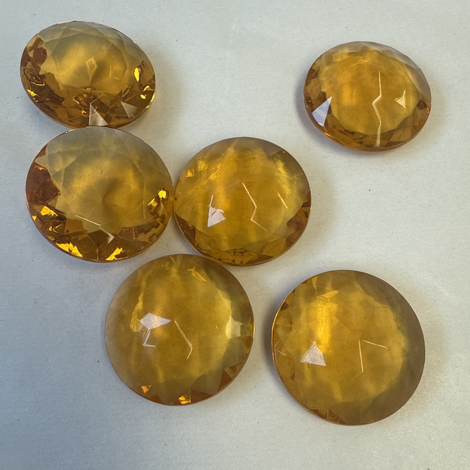 32 MM Vintage Glass Topaz Pointed Back Faceted Jewels 6pcs For $12.99