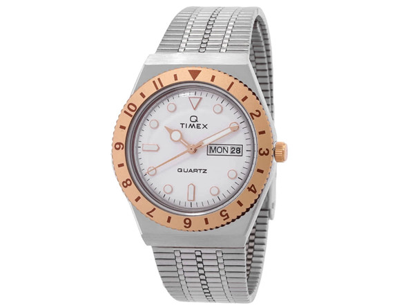 Timex Q 36mm Women’s Watch TW2U95600VQ Silver/Rose Gold Mesh – NIB with Papers