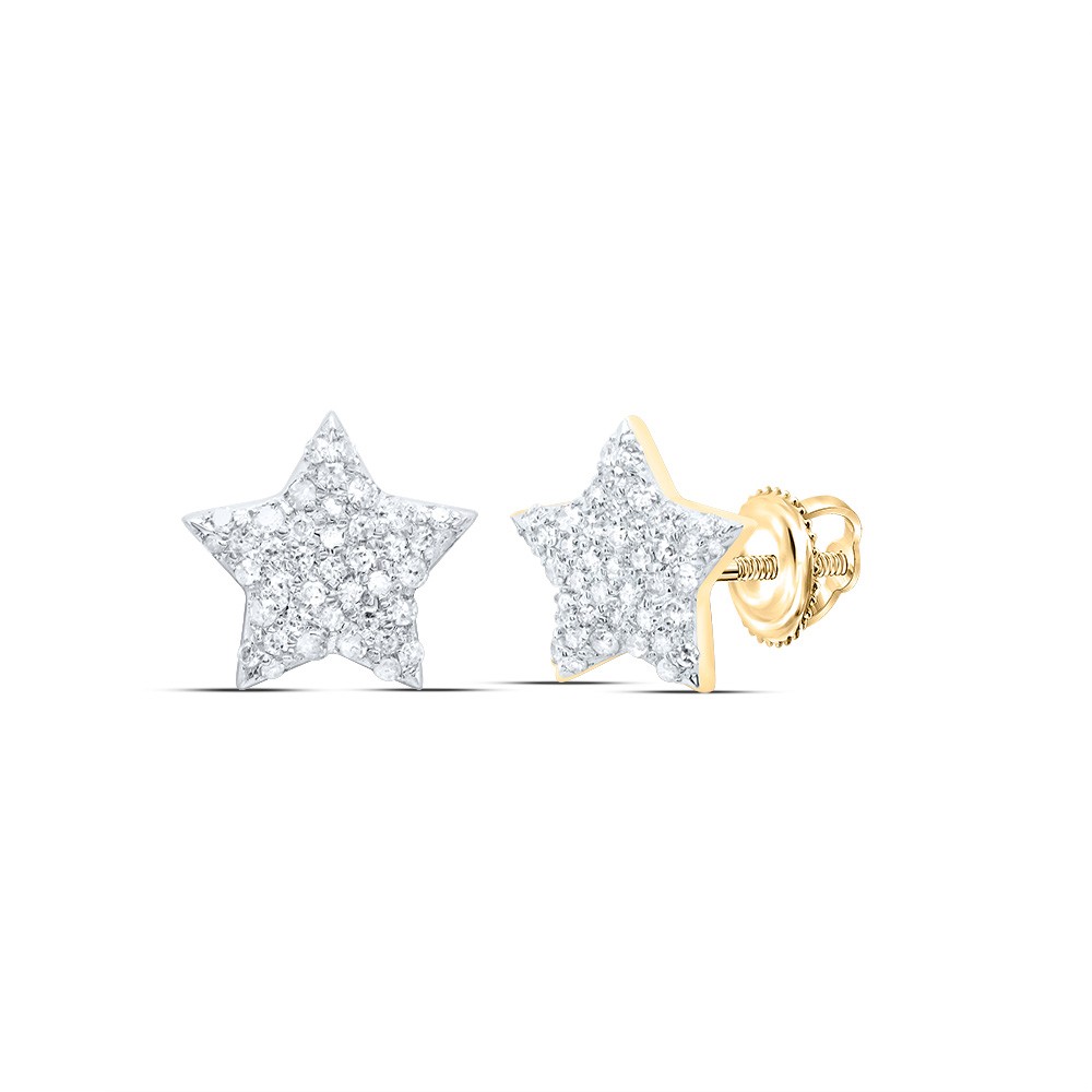 0.27 Ctw Natural Diamond Star Stud Earrings 10kt Yellow Gold