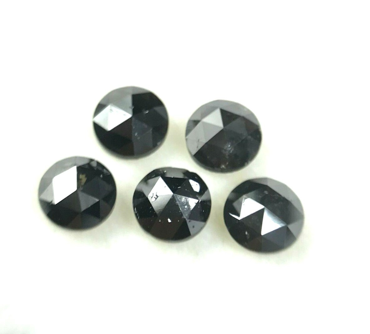 Lot Natural Fancydiamond 1.45tcw 5 Pcs Black Sparkling Round Rose Cut For Gift