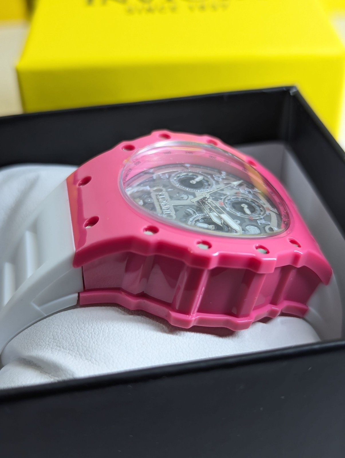 Invicta Racing Valyron Unisex Watch 41mm Pink Skeletonized Chronograph