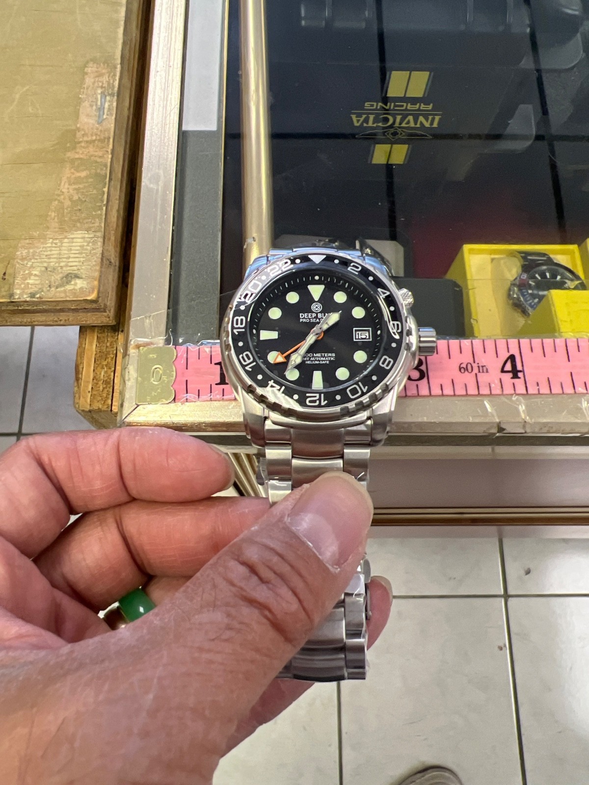 Authentic PRO SEA🎁DIVER 1000M GMT AUTOMATIC BLACK/BLUE BEZEL-BLACK DIAL (BNW)!