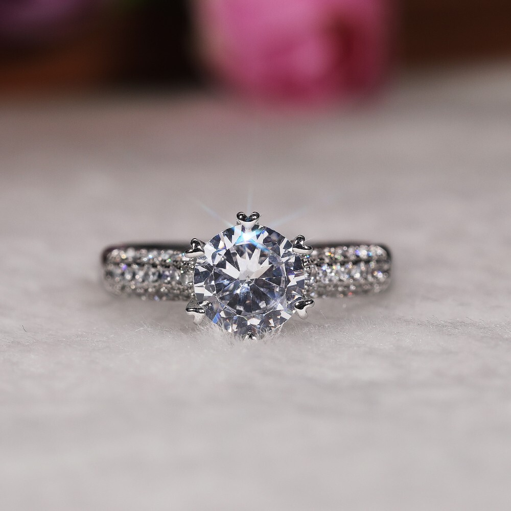925 Silver Plated Designer Ring For Valentine Gift 1.6CT Simulated Diamond Rings