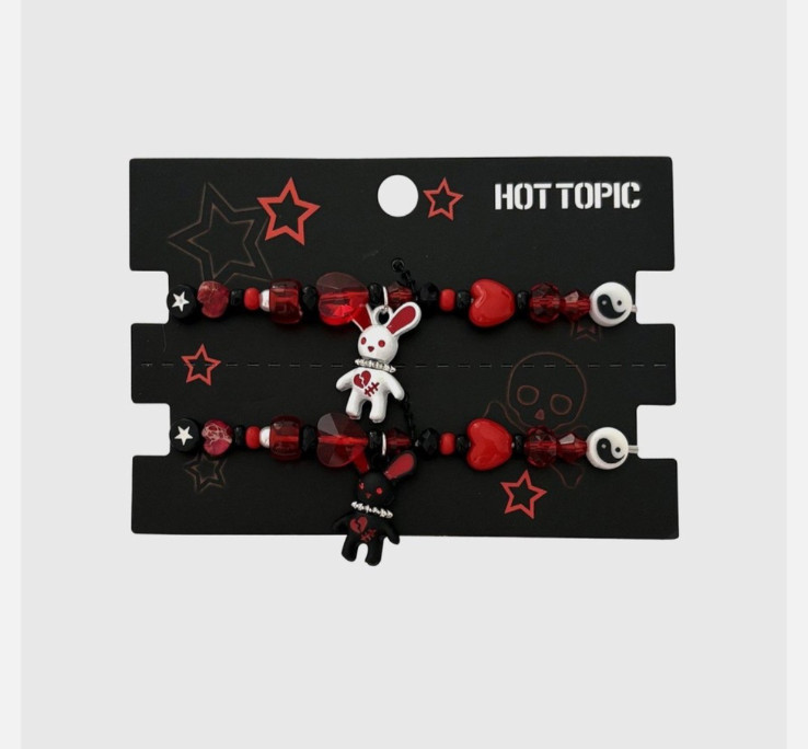 Hot Topic Emo Bunny Best Friend Bead Bracelet / Necklace Set nickel free New NWT