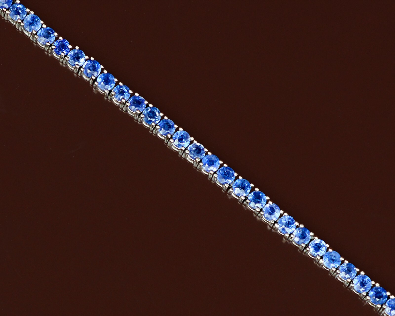 Natural 3MM Round Himalayan Kyanite Gemstone 925 Sterling Silver Tennis Bracelet