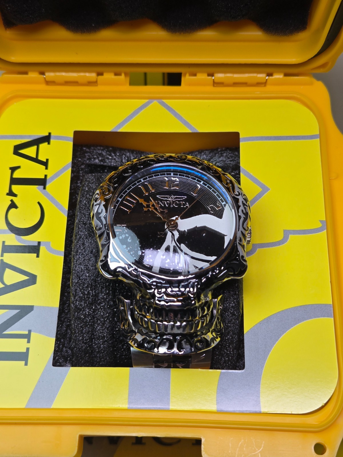 Invicta Artist Skull Automatic Mens Watch 50.5mm Skeletonized Steel & Black NEW
