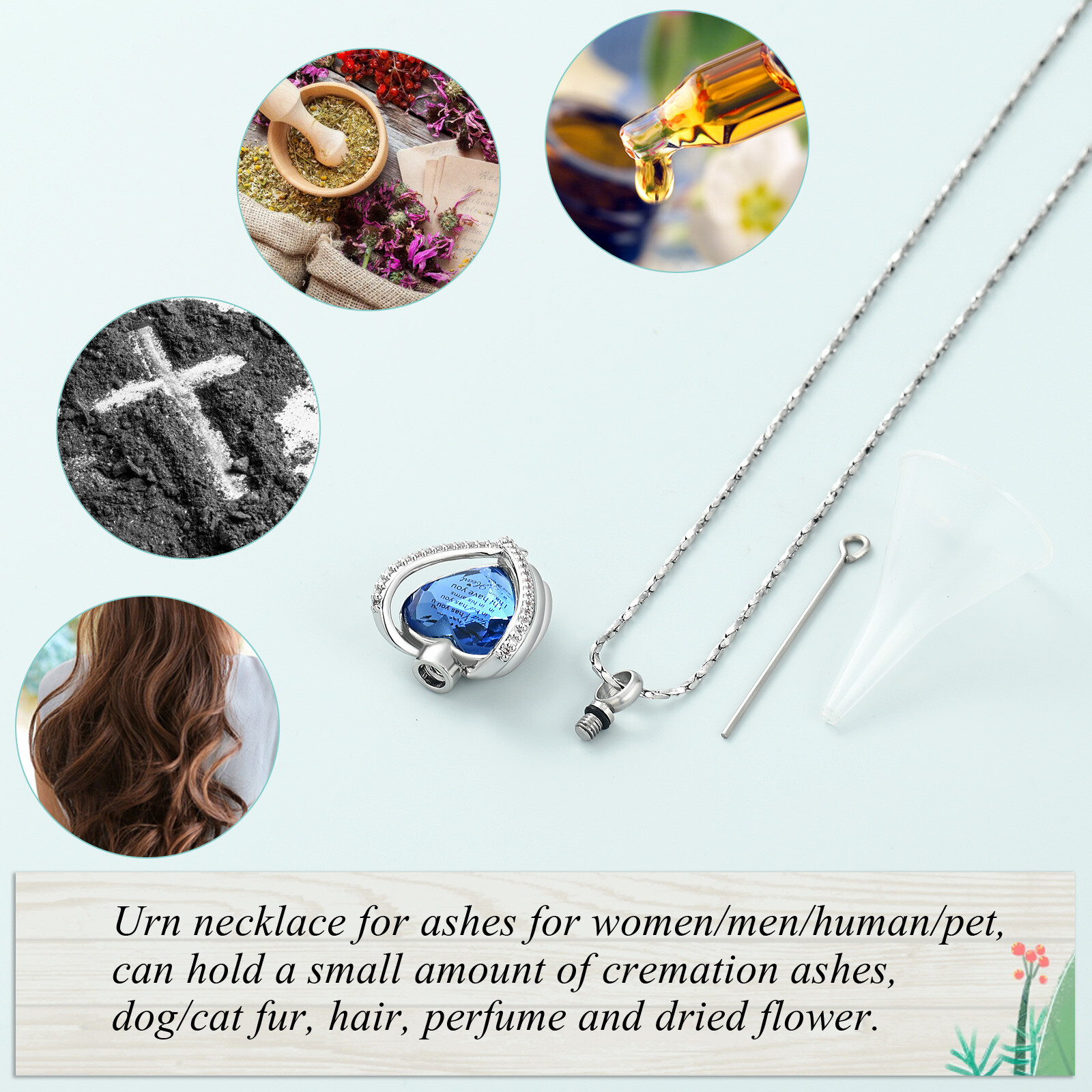 Angel Wings Cremation Jewelry for Ashes Pendant – Crystal Heart Ash Urn Necklace