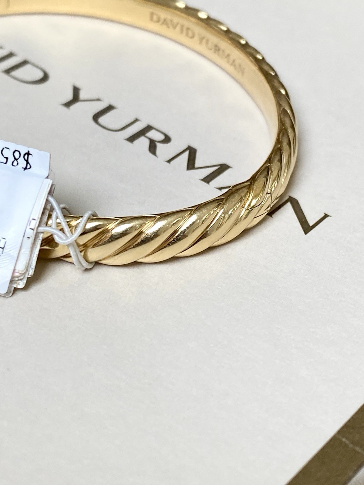 David Yurman 18K Yellow Gold Sculpted Cable Bangle Bracelet 6.2mm $8500+ M