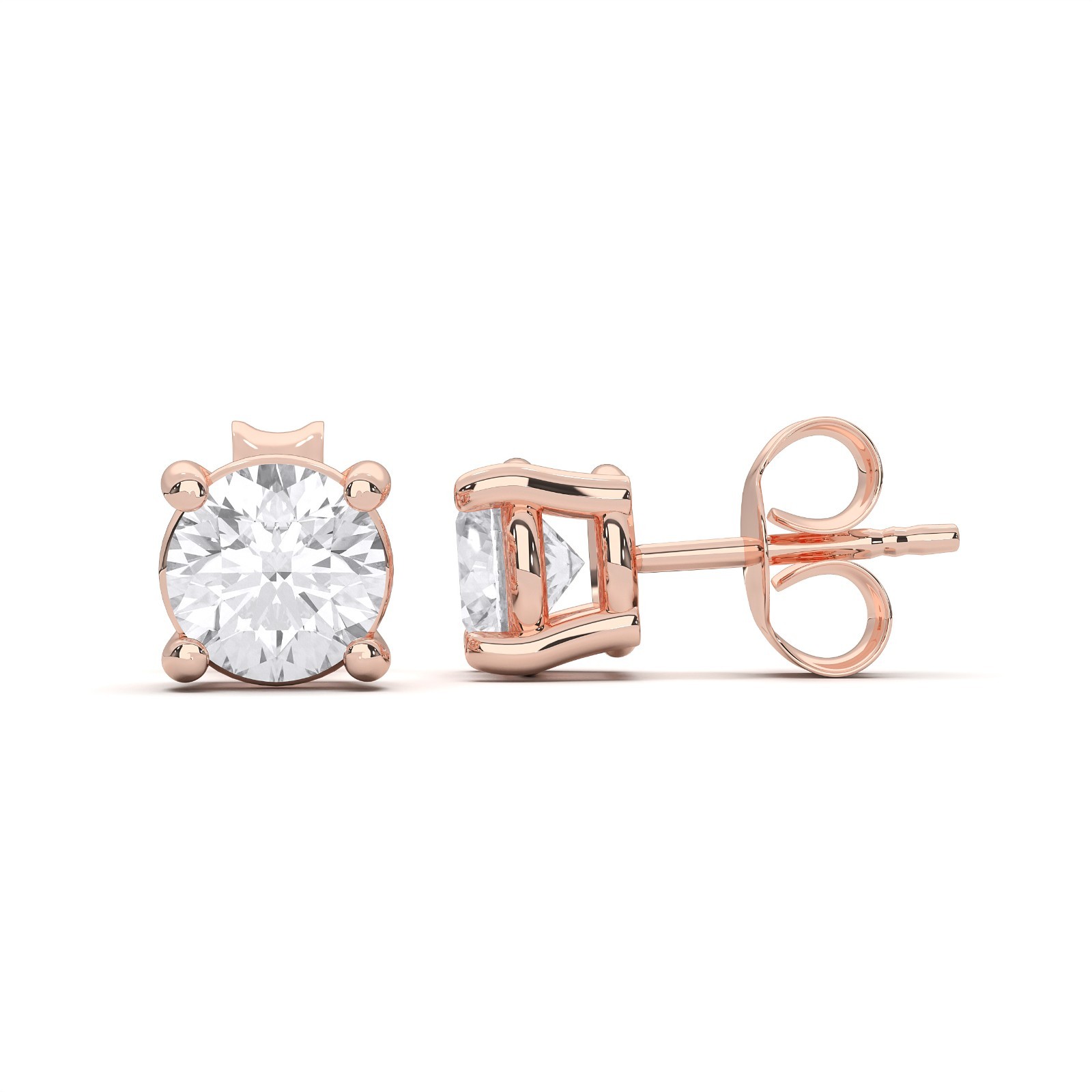 1.00 Ct to 4.00 Ct Round Shape Moissanite Stone Push Back Stud Earring in Silver