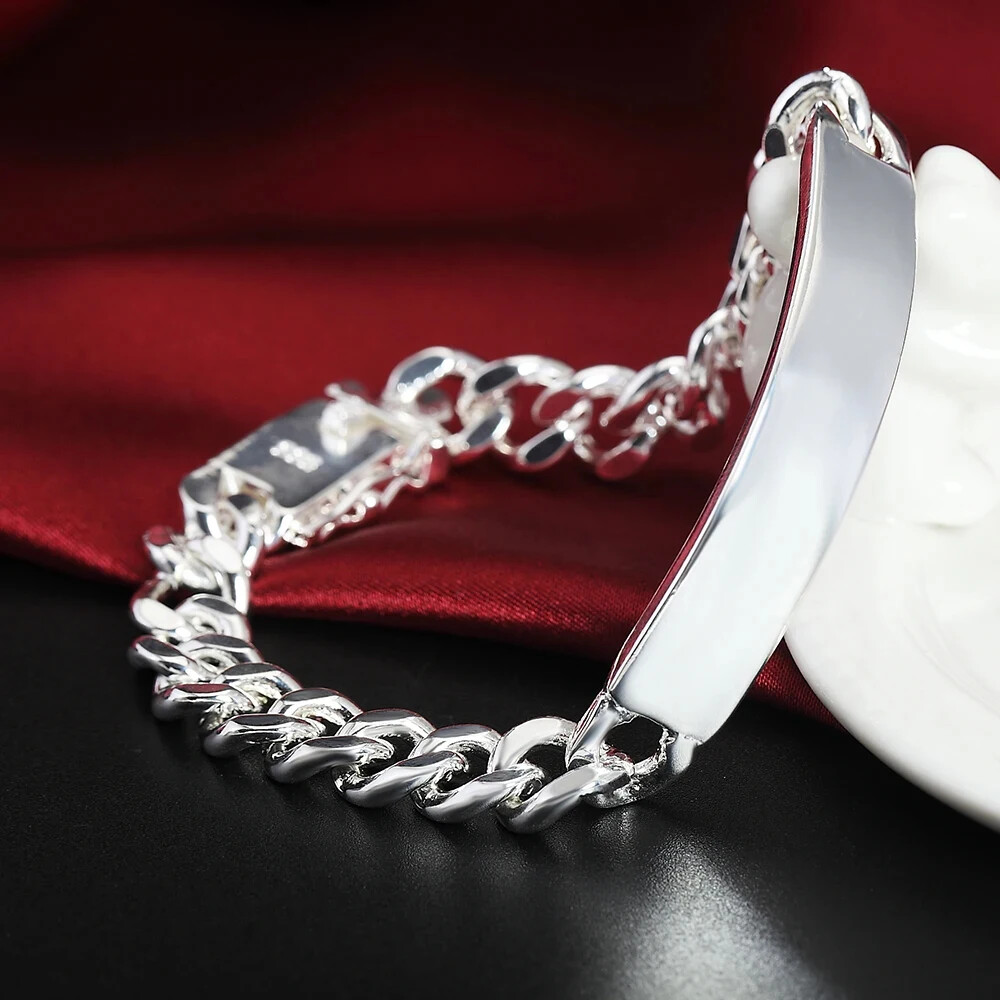 URMYLADY 925 Silver Solid 10MM Chain Necklace Bracelets Jewelry Sets 50/55/60CM