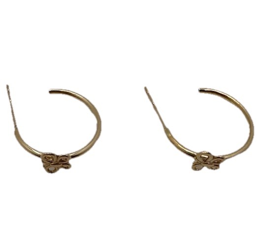 14 K Gold NEW Butterfly Hoop Earrings 11.8mm D. .4g Dainty Simply Pretty
