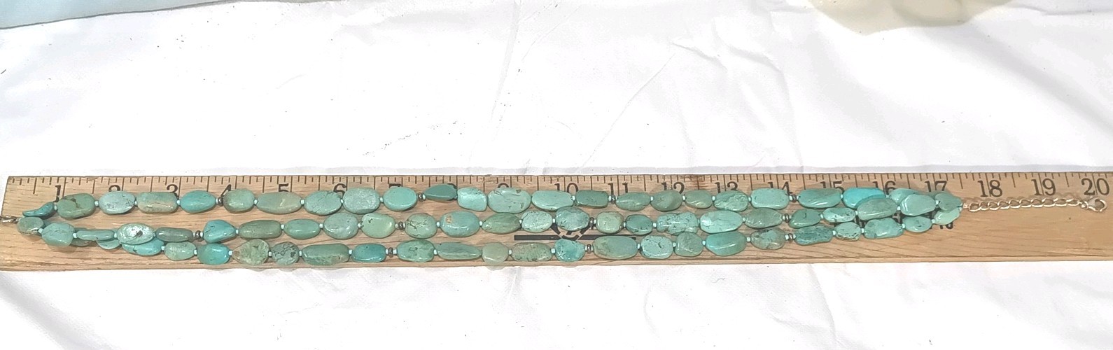 Chunky 3-Strand Genuine Turquoise Nugget Necklace Sterling Silver 925 Clasp 50g