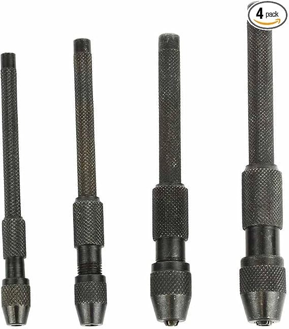 4 Pc Pin Vise Set Hand Held Hollow Handle Black Finish 4 Piece Vice Chuck Sizes