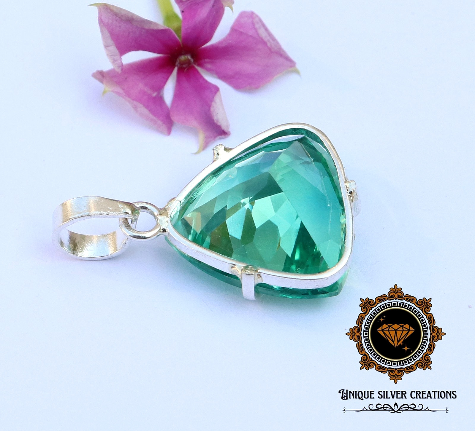 Certified 28.75 CT Natural Blue Green Sapphire Gemstone 925 Solid Silver Pendant