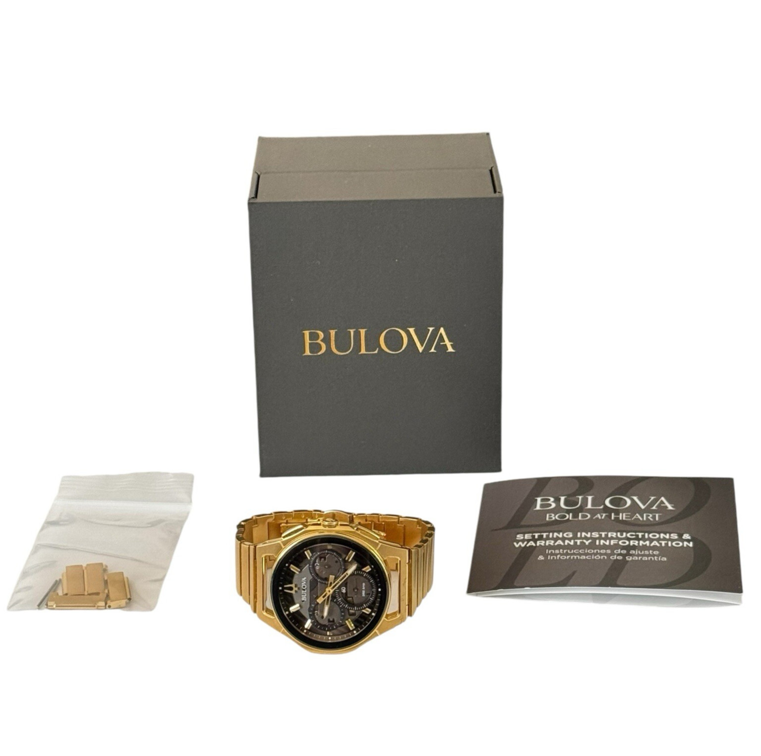 Bulova Curv Black Dial Men’s Watch – 97A144 Gold Tone Stainless