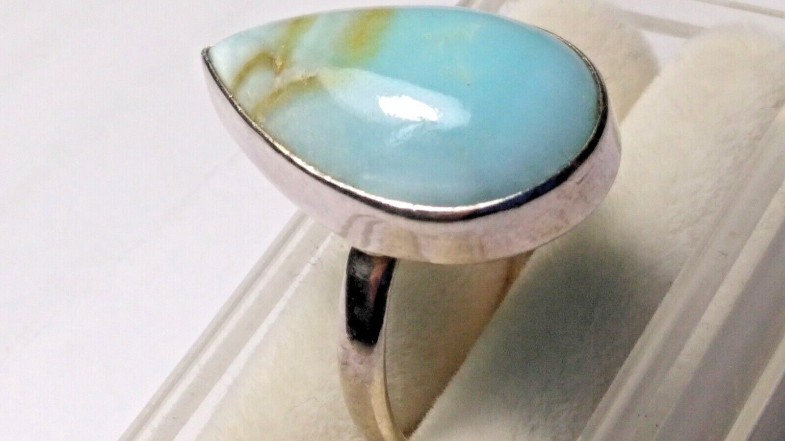 AESTHETIC NATURAL LARIMAR IN STERLING SILVER.925 RING SIZE 8.75-9.0!
