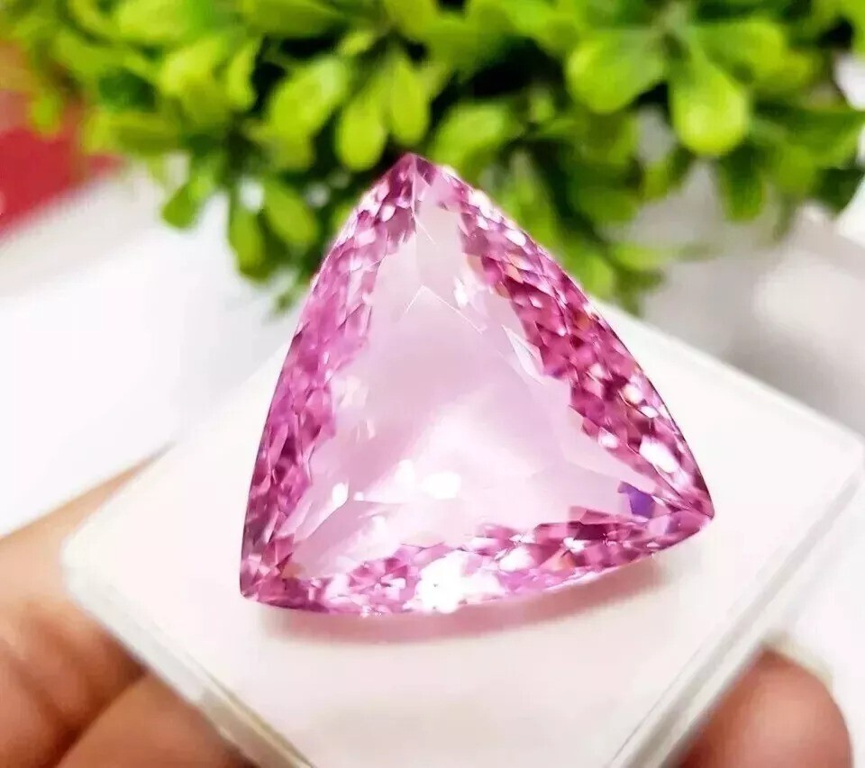 Pink Topaz Trillion Cut Brazilian Natural Certified 98-100Ct Loose Gemstone