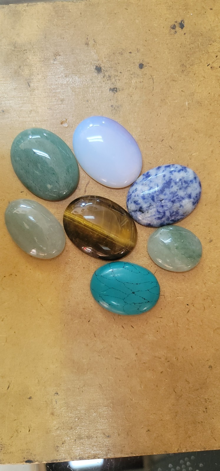 Natural Mixed Gemstone Cabochon Lot – Tiger’s Eye, Agate & Assorted Stones