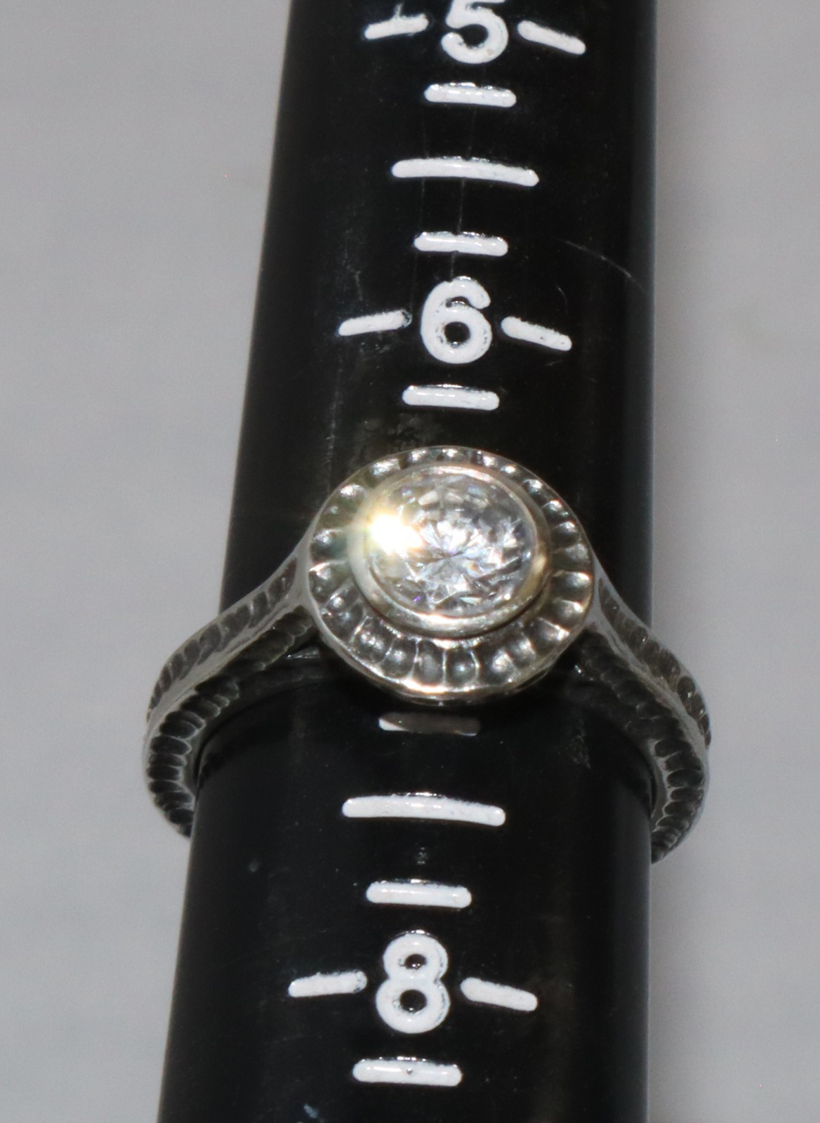 Silpada Sterling Silver Hammered Oxidized CZ “Perfect Bliss” Ring R2076 Size 7