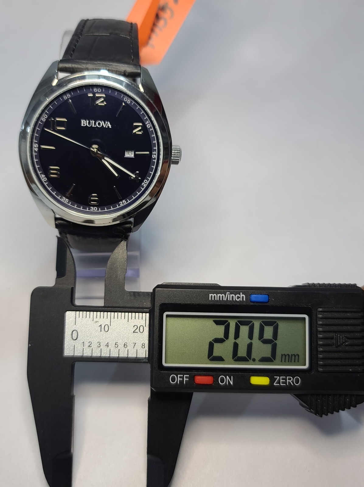 96B351 BULOVA MEN’S BLUE DIAL BLACK LEATHER STRAP WATCH MB5-257