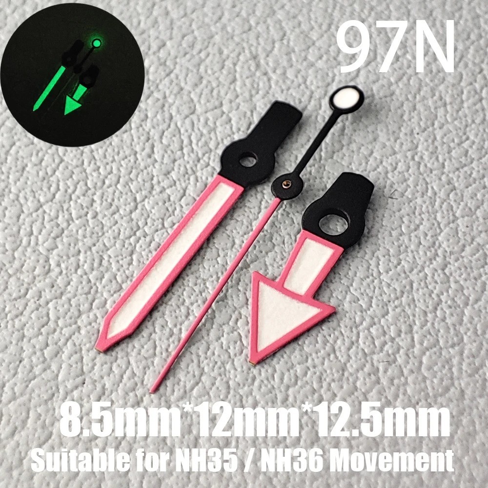 Watch Hands C3 Green Luminous Fit NH35 NH36 8.5x12x12.5mm Watch Pointer Set