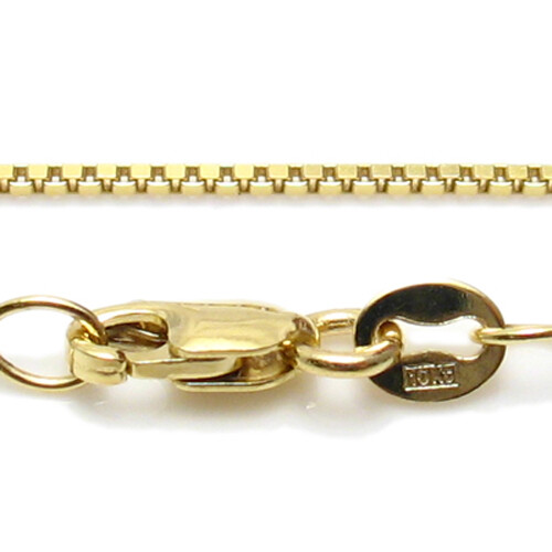 Guaranteed Genuine 10K Yellow Gold Box Chain 0.8mm w/ Lobster Lock 16″-24″